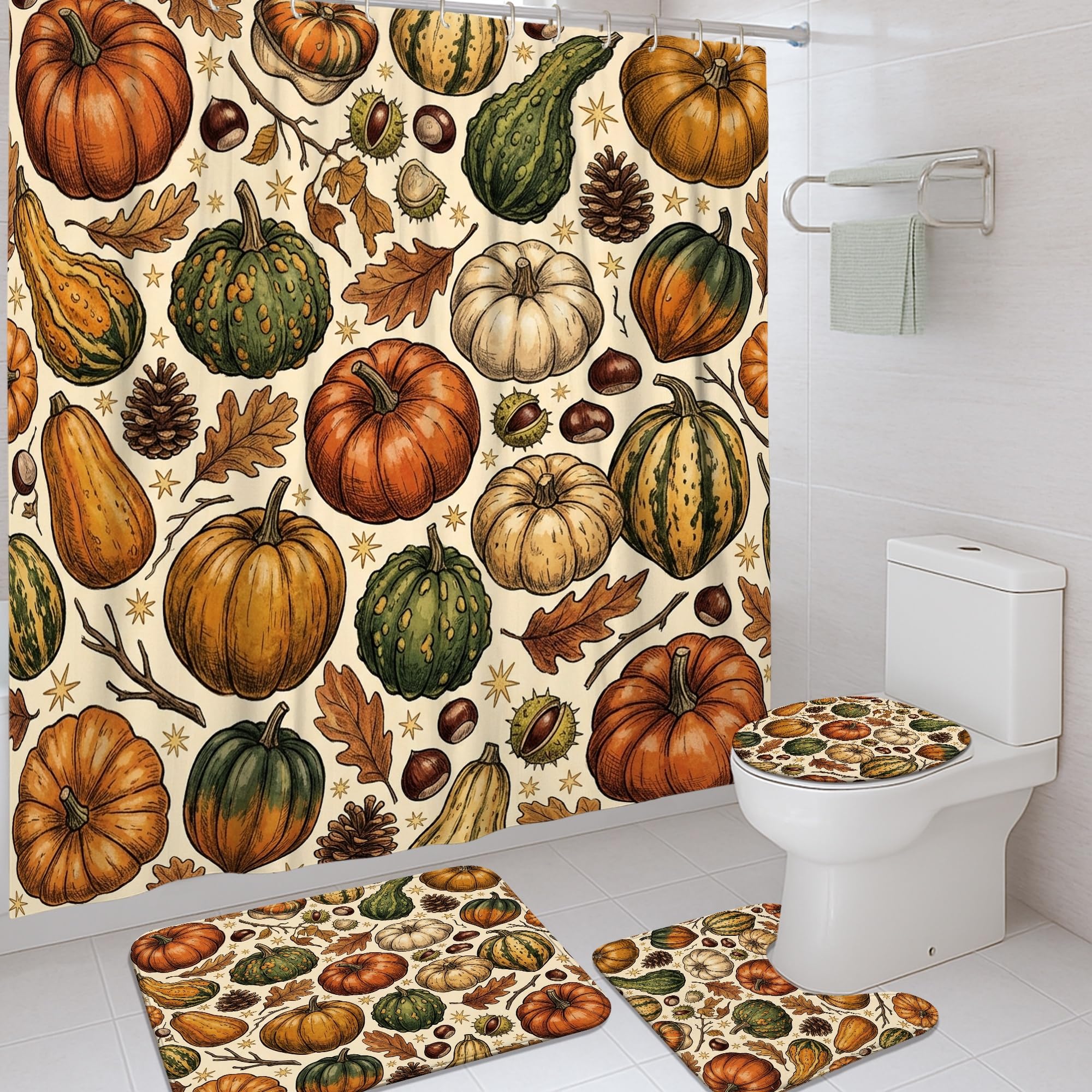 Rideaux de douche en polyester imperméable haut de gamme motif automne