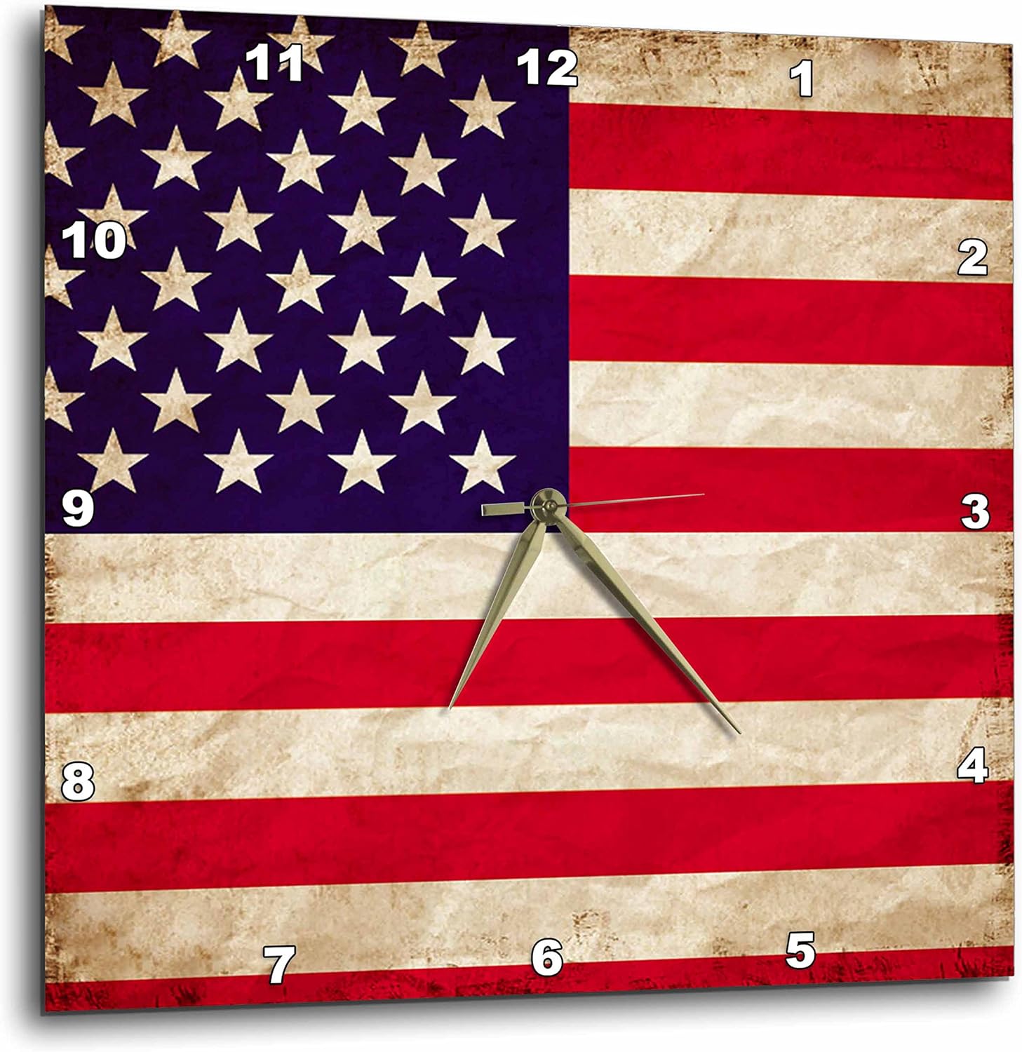 3dRose USA American Flag Stars and Stripes Old Look Trendy Work Wall Clock, 10 x 10