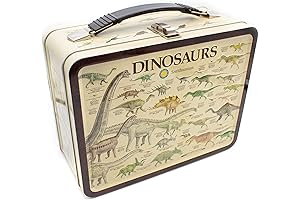 Vintage-inspired Tin Lunch Box featuring Beloved Dinosaurs