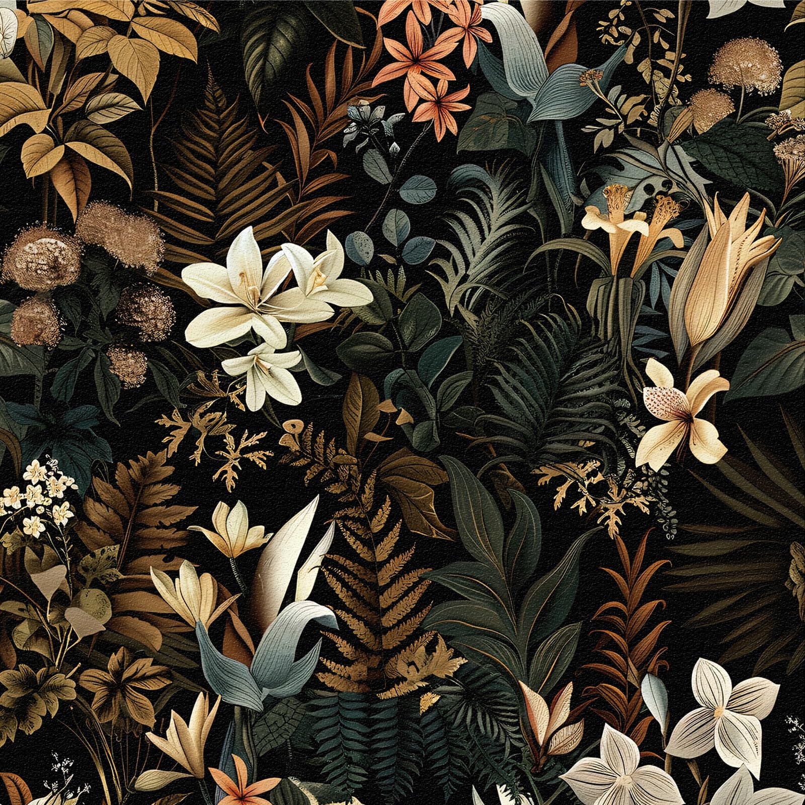 ANLIKY-Pro Self Adhesive Wallpaper, Removable Decorative Film, Elegant Dark Plant Flower Print, Vintage Style, 44X600CM Peel and Stick Contact Paper for Wall Decal or Cabinet Furniture