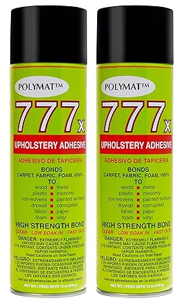 2 Cans of Polymat 777 Foam Speaker Box Carpet Car Auto Liner and Fabric Spray Glue Adhesive