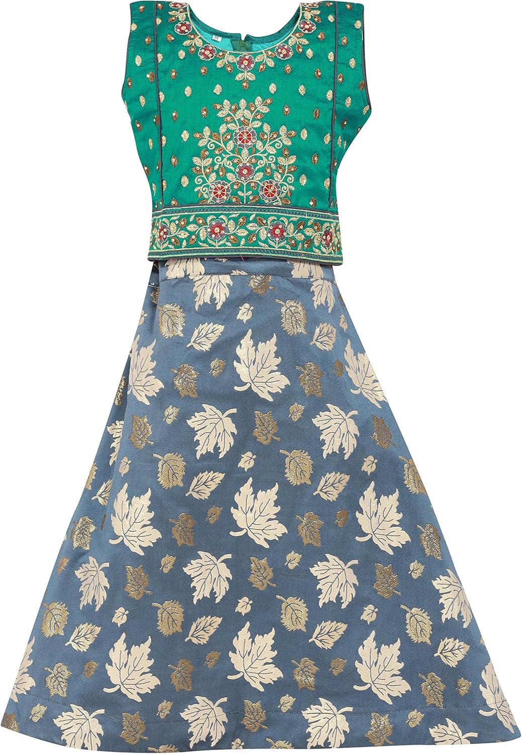 Readymade Indian Ethnic Kids Skirt Top with Embroidery & Zip Closer