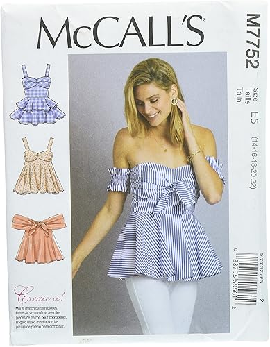 McCall's Patrones Tops Patrón de costura, E5 (14-16-18-20-22)
