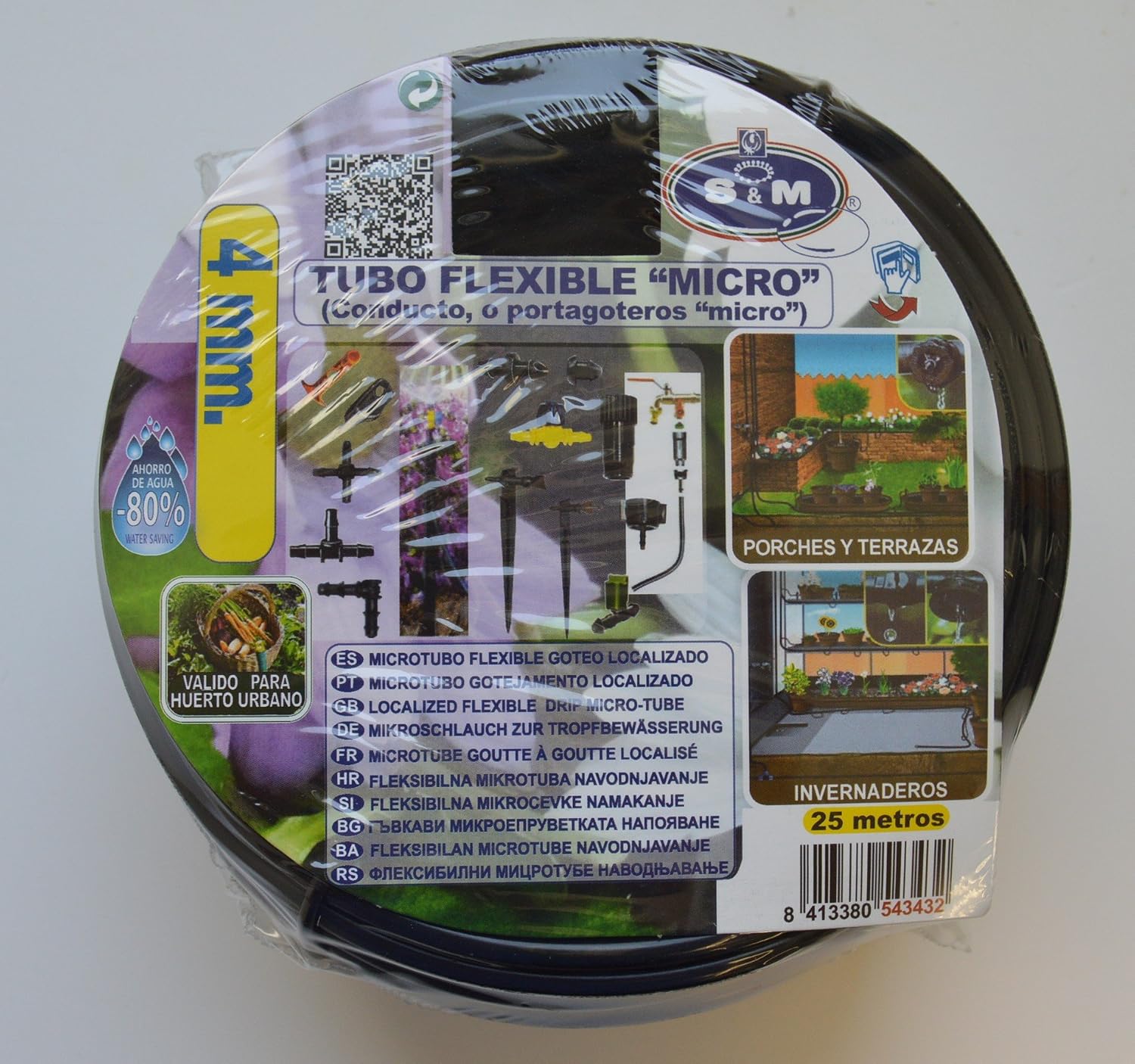 S&M 543432 Microtube Flexible 4 mm x 25 m Microdrip, Black