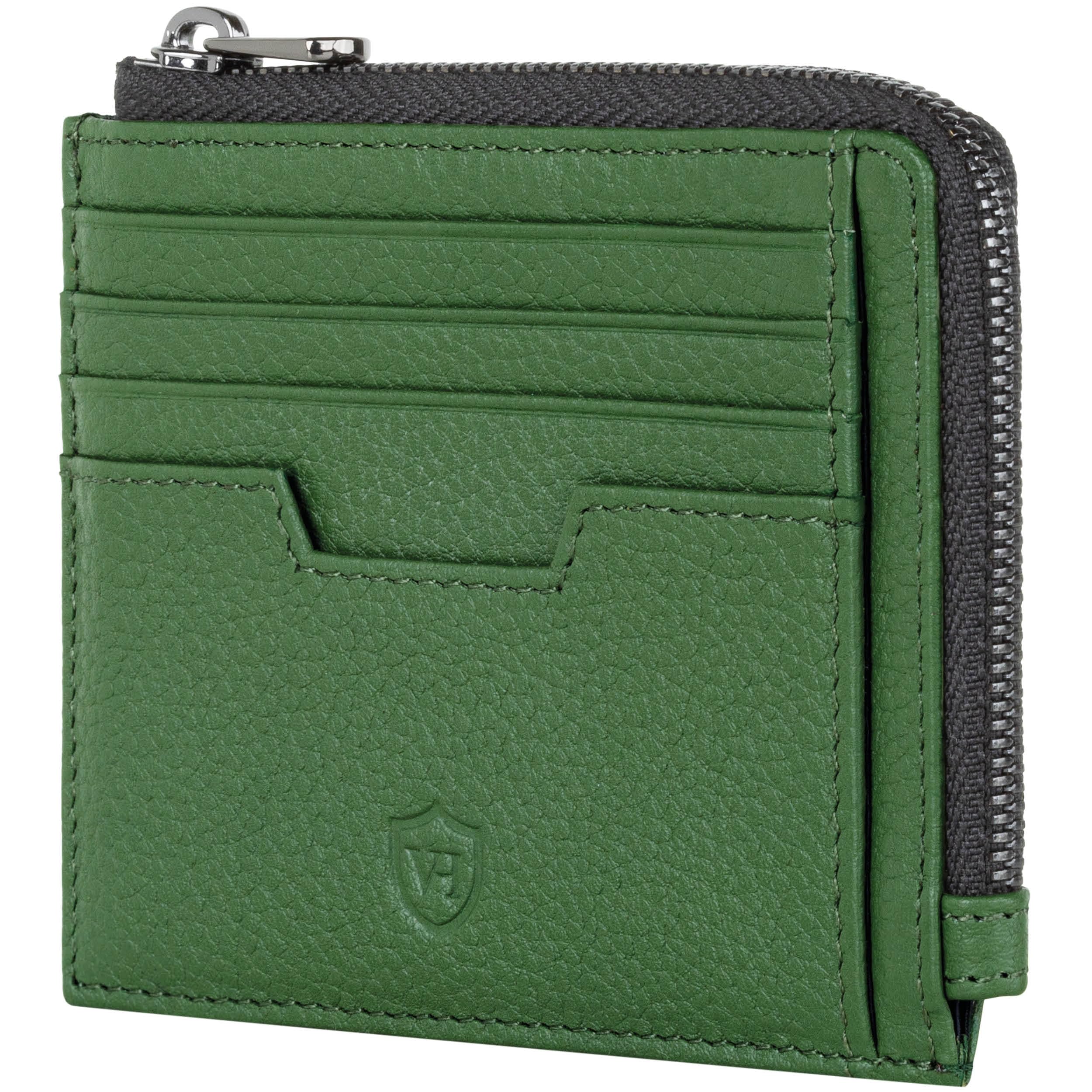 VON HEESEN Leder Kartenetui Geldbörse Herren & Damen Kreditkartenetui (Medium, Grün)
