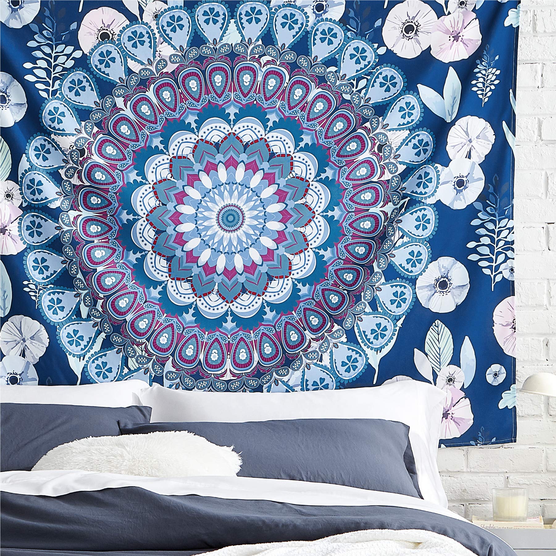 Bedsure Mandala Tapestry Wall Hanging for Bedroom Aesthetic, Blue Tapestry, Throw Size(50x60Inches)