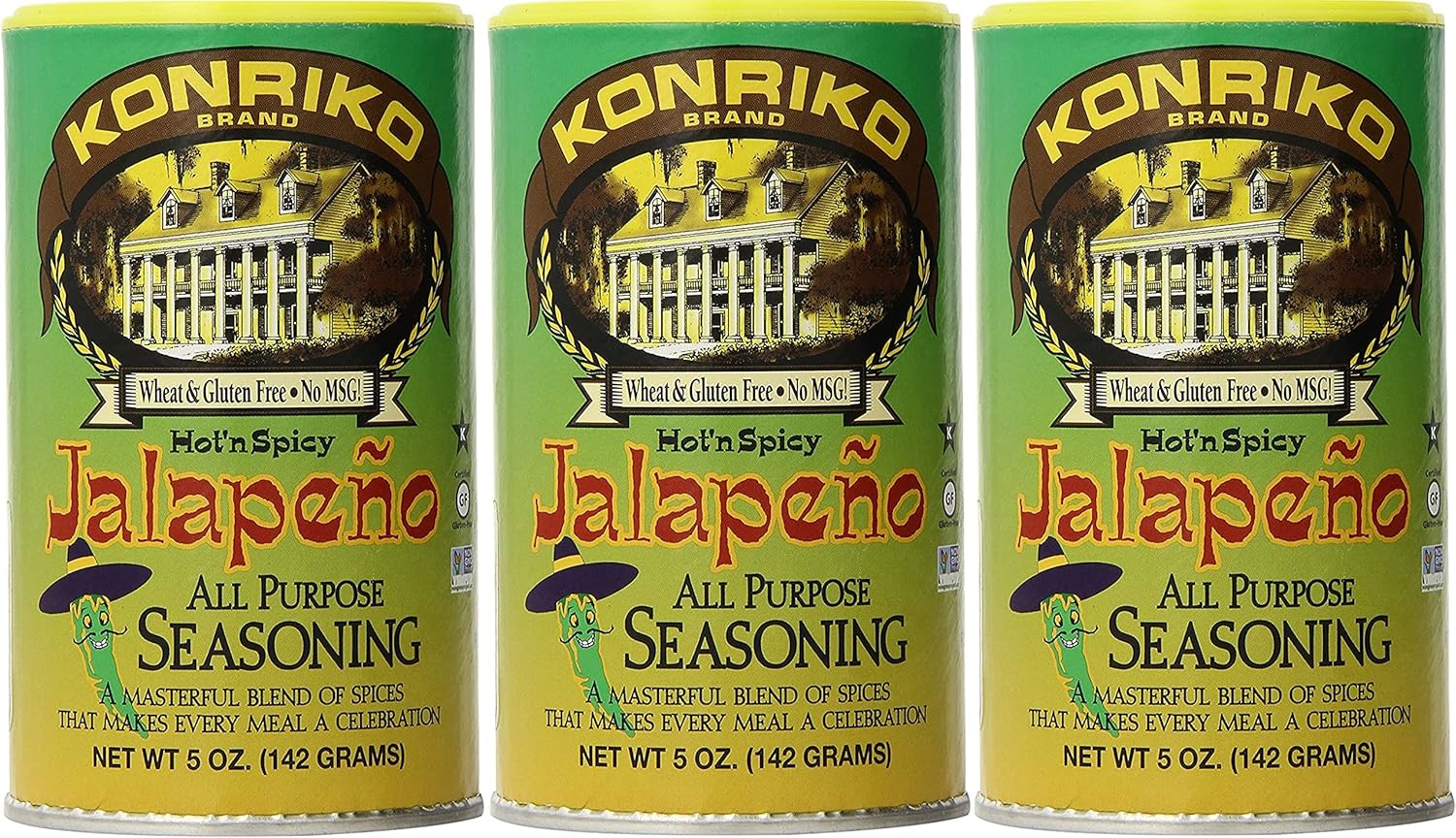 Konriko - Jalapeno All Purpose Seasoning 5 oz (Pack of 3) - Wheat Free - Gluten Free - No MSG