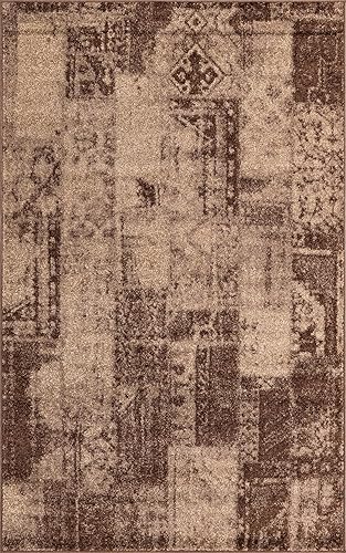 Miniatura 9 de Unique Loom - Tapete con diseño abstracto, informal, moderno y contemporáneo de la colección otoñal, rectangular de 5 x 8 pies, color marrón y beige