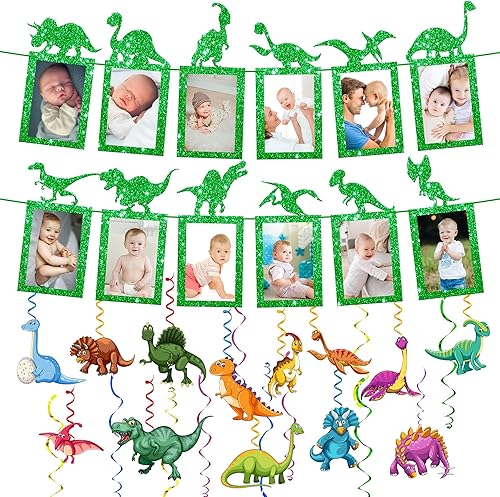 Miniatura 1 de KatchOn, Decoraciones de espirales colgantes de dinosaurios, paquete de 62, decoraciones de fiesta de dinosaurios, pancarta de fotos de dinosaurios