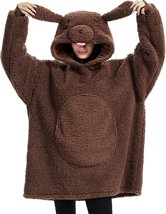 Loiahoer Unisex Adult Poodle Dog Hoodie Sweatshirt Costume,Shu Velveteen Puppy Blanket Hoodie Oversized,One Size Fits All