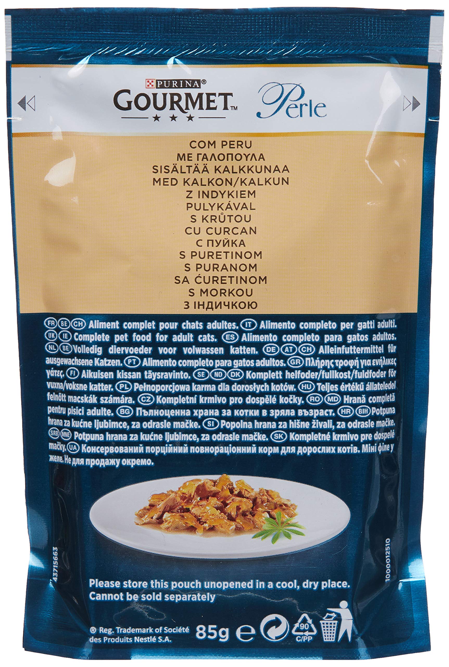 Purina Gourmet Minifiletes, Comida húmeda para Gatos en gelatina, 96 bolsitas de Comida húmeda para Gatos, variedades, 12 Unidades (12 x 8 Bolsas de 85 g)
