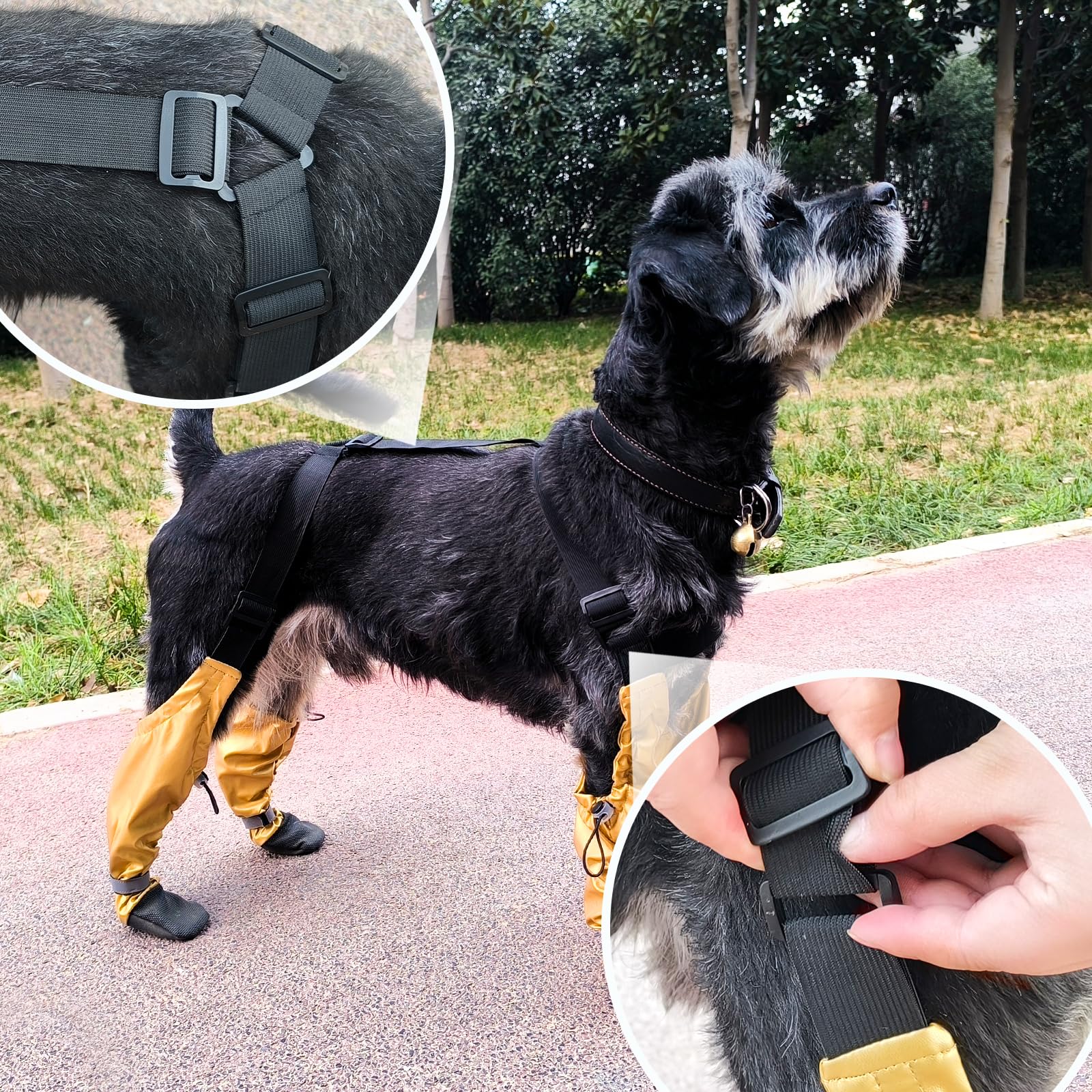 Harnais réglable – Chaussures pour chien avec bandes réfléchissantes, antidérapantes et imperméables, protection des pattes pour toutes les saisons (L)