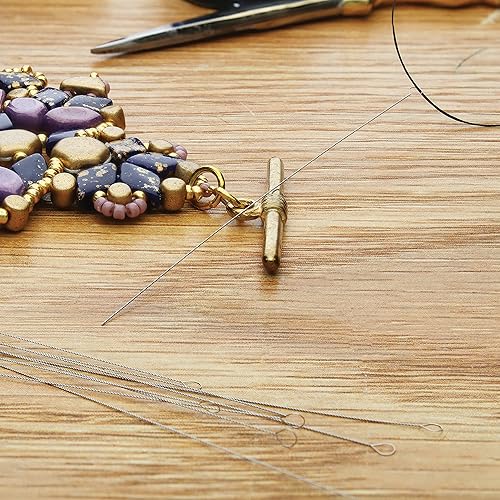 Miniatura 5 de Basic Elements - Agujas de alambre trenzado - 4 piezas de tamaños surtidos - Agujas de cuentas flexibles - Ojo plegable redondo grande - Fácil de