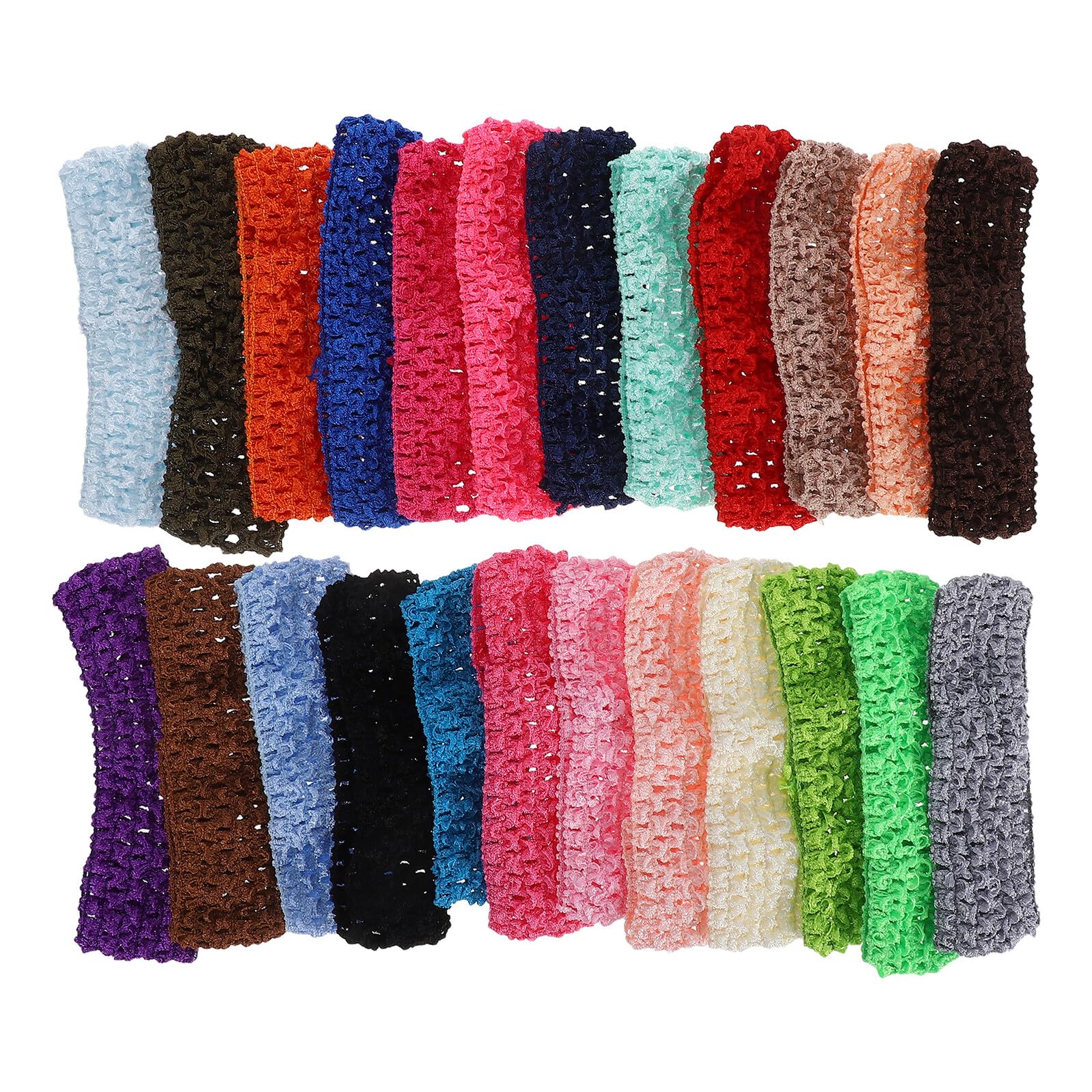 Hoement 24pcs Elastic Crochet Hair Bands Set Soft Stretchy Headbands and DIY Hair Accessories Random Color