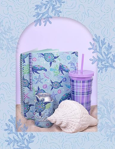 Miniatura 4 de Vera Bradley Mini cuaderno de espiral azul, papel rayado universitario, 8.25 x 6.25 pulgadas con bolsillo y 160 páginas rayadas, Dreamer Paisley