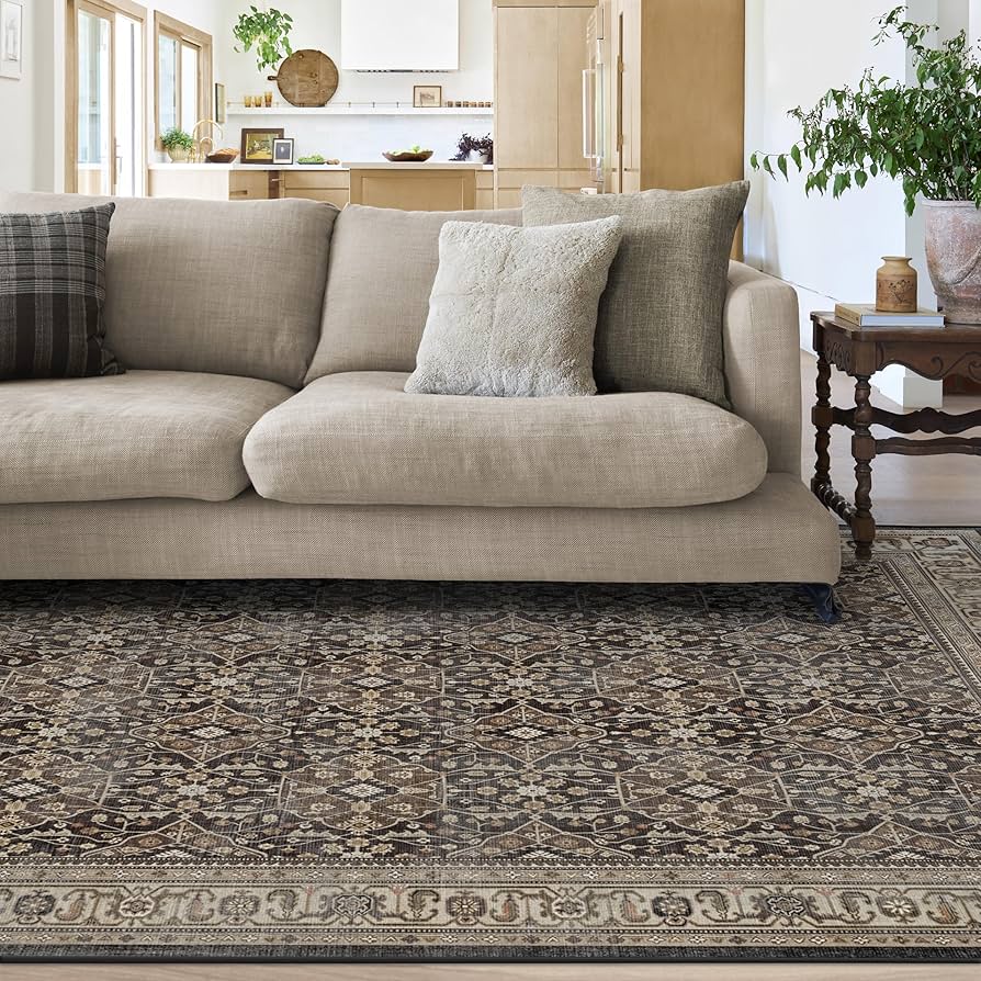 Amazon.com: RUGGABLE Washable Area Rug – Alessia Alessia Dark Wood