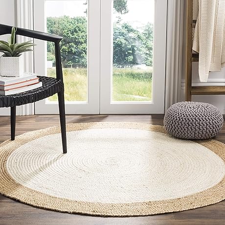 SAFAVIEH Boho Braided Jute Neutral Round Rug