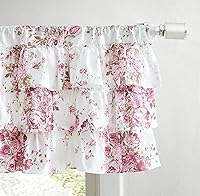 Vista 2 de Shabby Chic - Cenefa superior de poste de percal de algodón, cortinas florales con volantes (rosa Abby, 52 x 18 pulgadas)