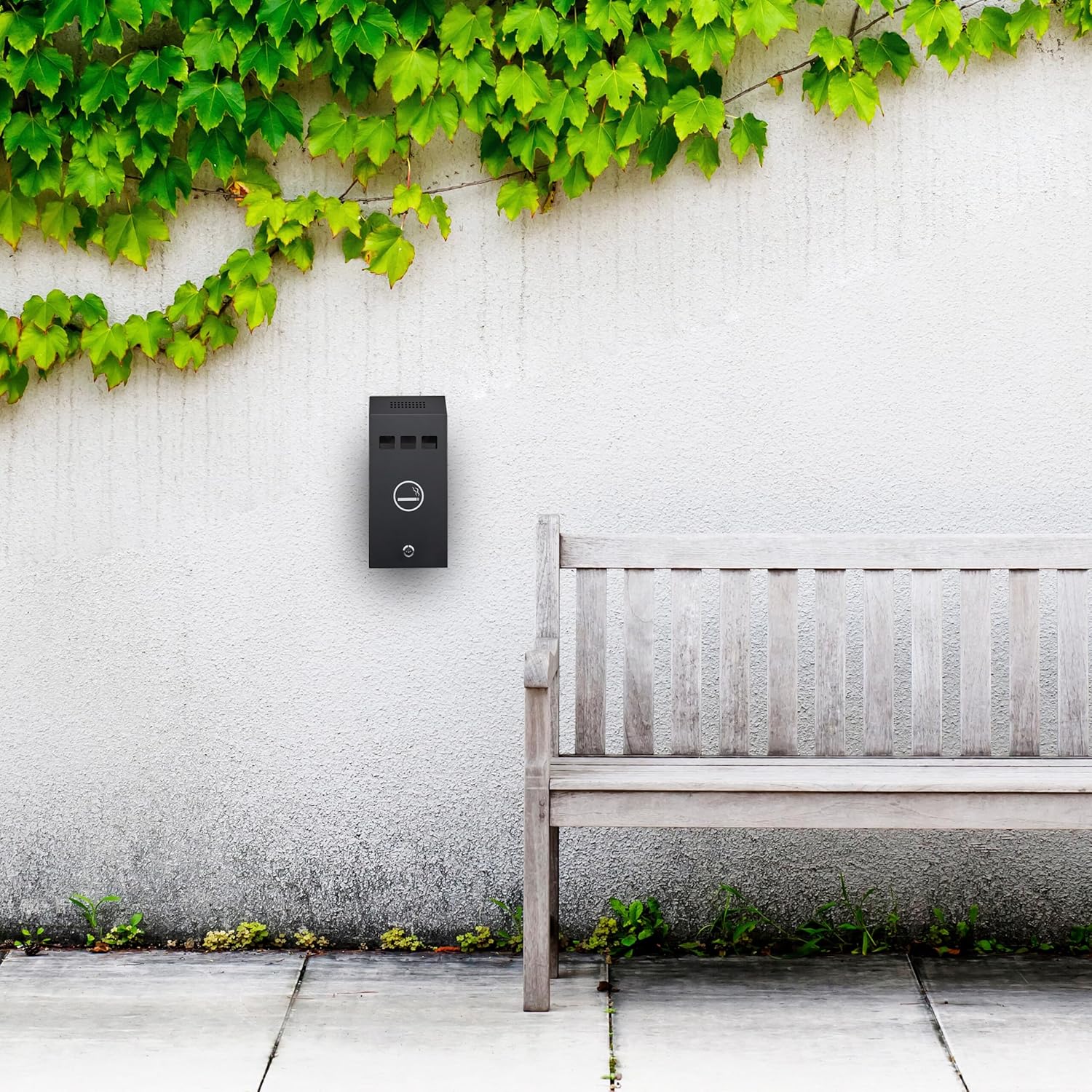 Relaxdays Outdoors, Lockable, Metal, Ashtray Wall Mounted, H x D: 32.5 x 15 x 6 cm, Black, Iron, 32,5 x 15 x 6 cm