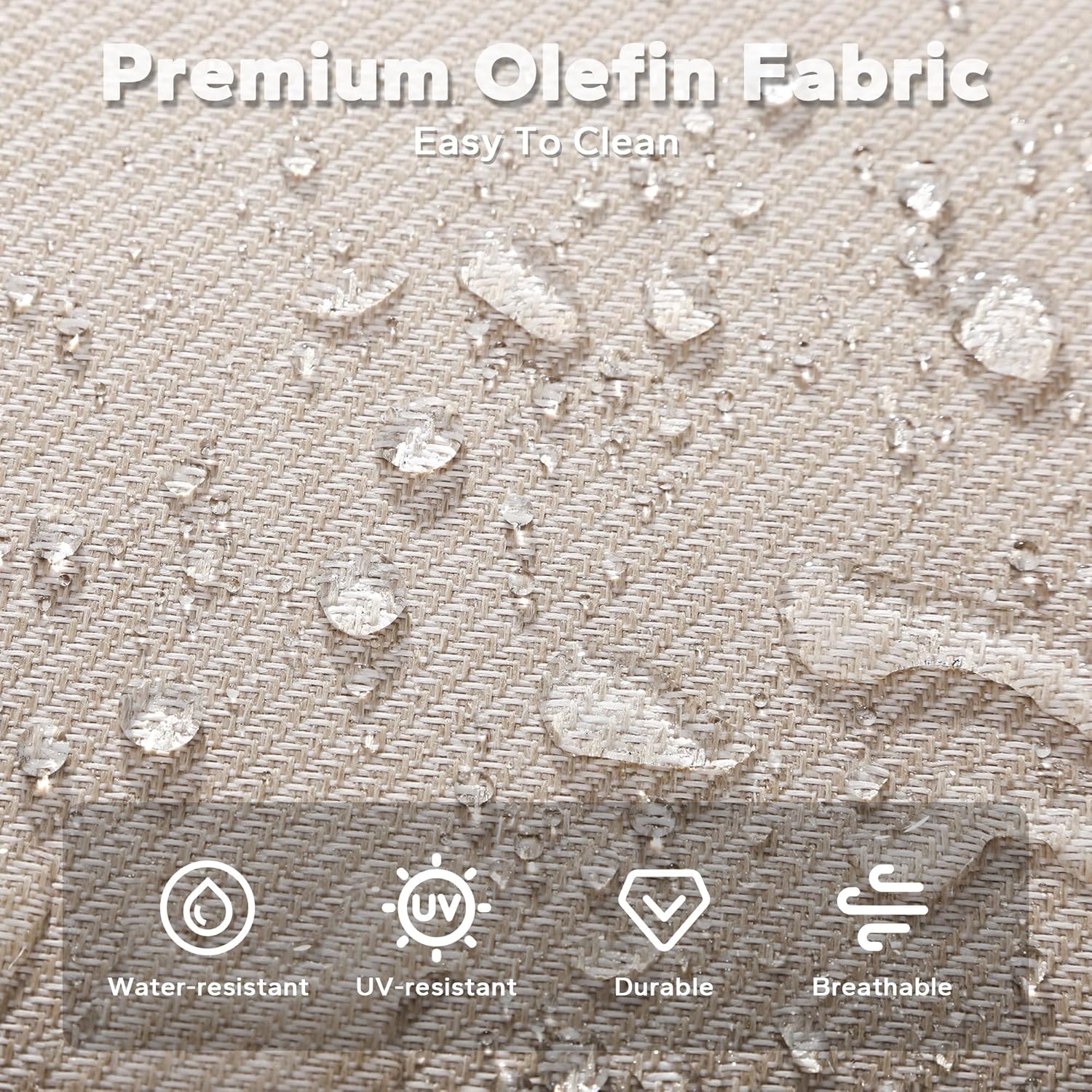 Patio Metal Wicker Ottoman Set of 2, Outdoor PE Rattan Footstools with Removable Cushions & Wood Looking Metal Steel Framed Legs for Garden Backyard Porch Deck, Beige