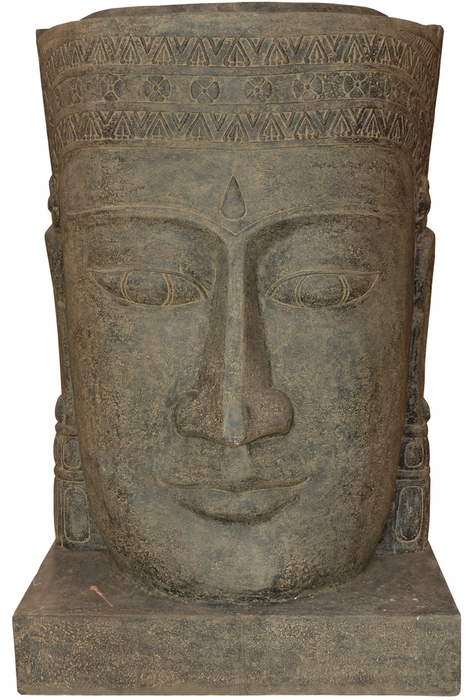 korb.outlet XXL wodospad Khmer głowa/Angkor Watt fontanna Budda figura ogrodowa/kamienna figurka lawy wodospad, na zewnątrz, odporna na mróz (190 cm)