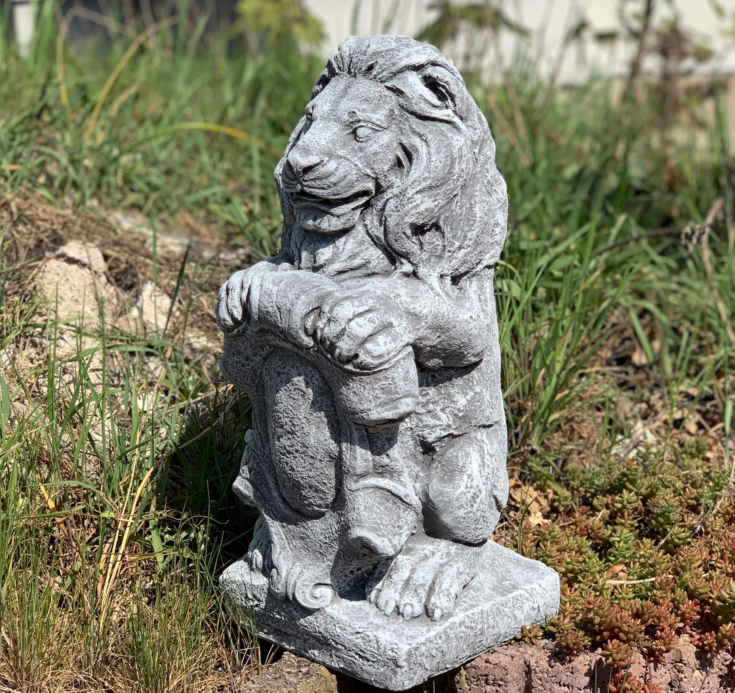 Stone and Style Sculpture en pierre Lion résistant au gel