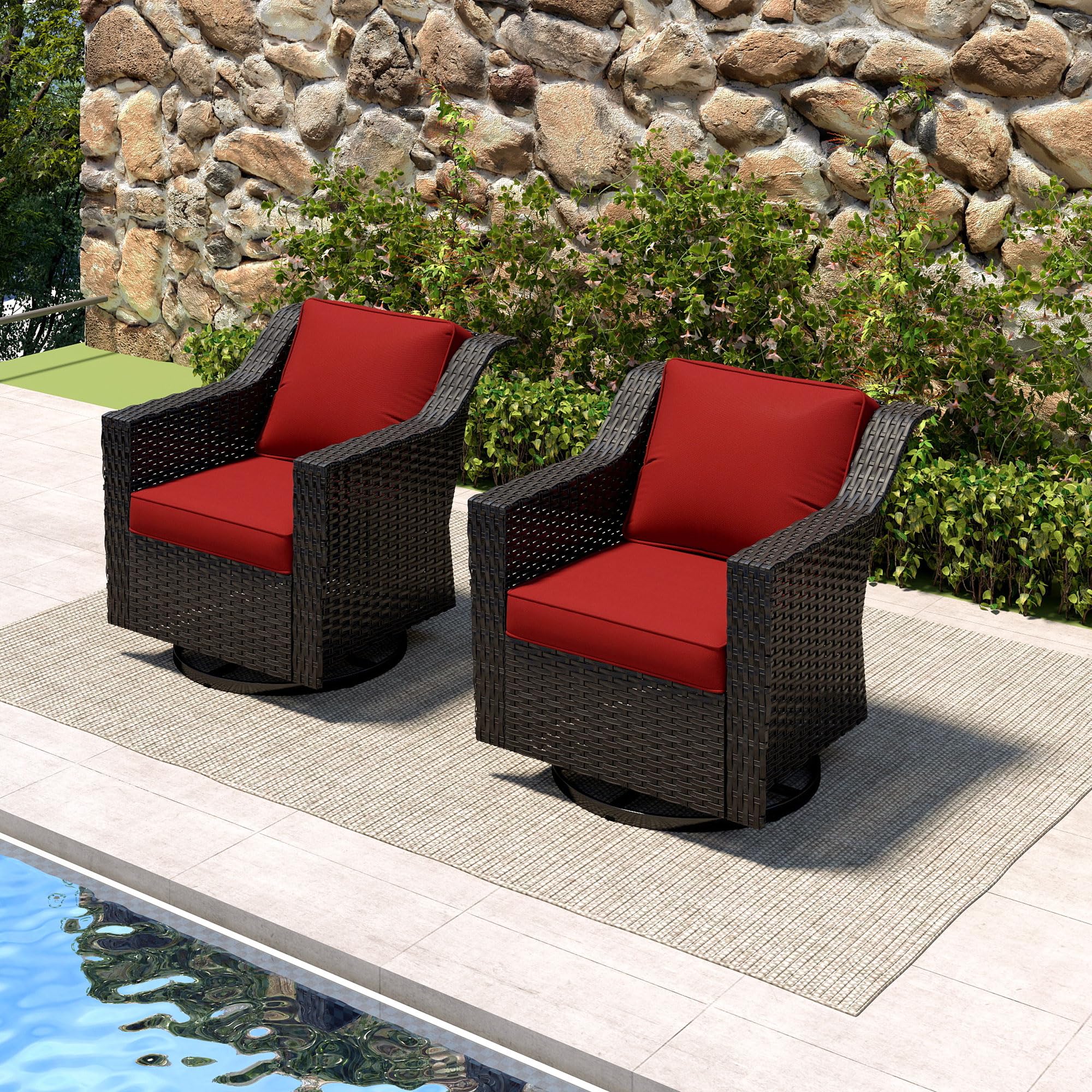2 Piece Patio Furniture Set, Wicker Outdoor Conversation Set