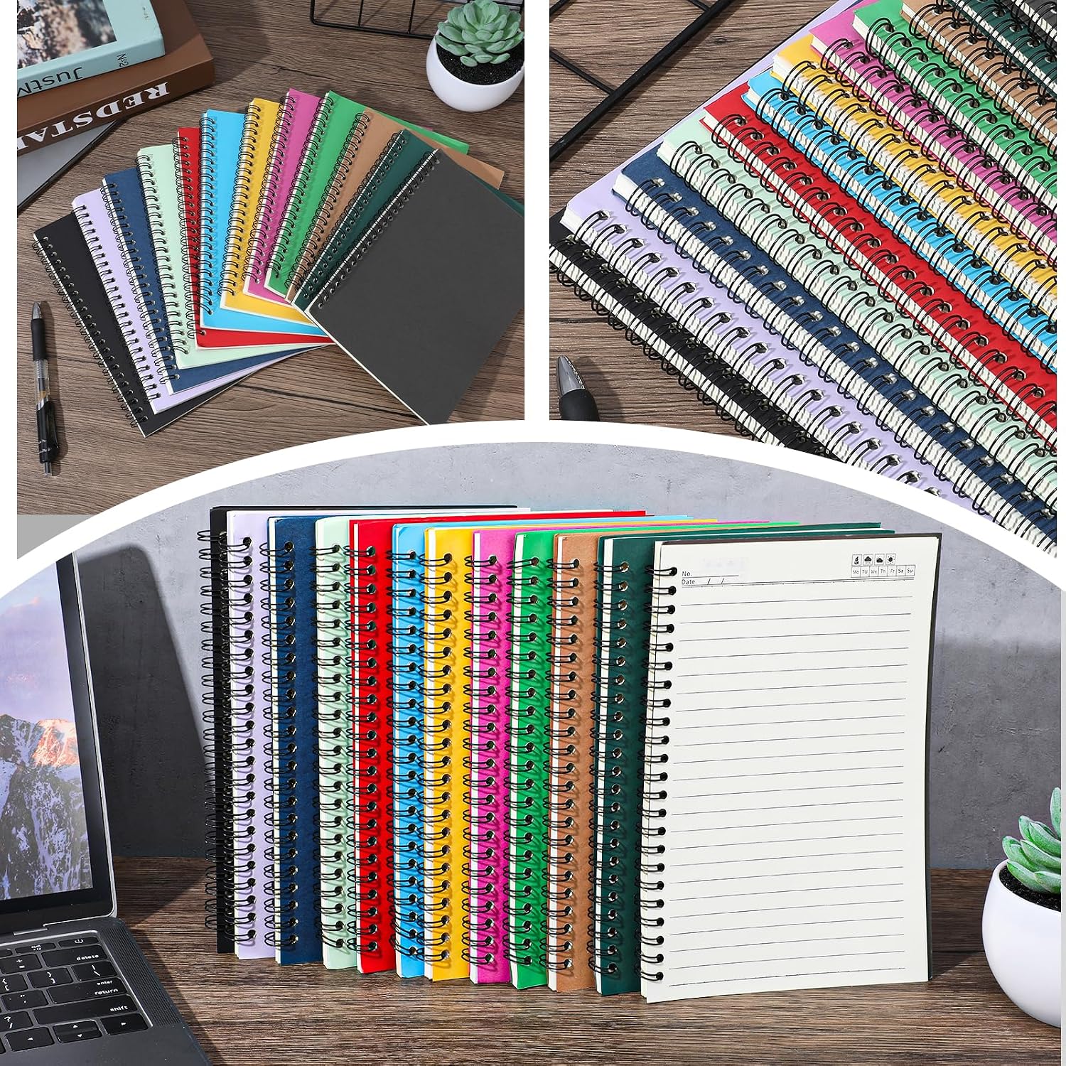 Nodaaiie 12 Pack A5 Spiral Notebook, College Ruled, 120 Pages, 12 Colors Spiral Journal for Office, Students, Business, Journal, Note Taking, 8.3 x 5.7 Inch image 5