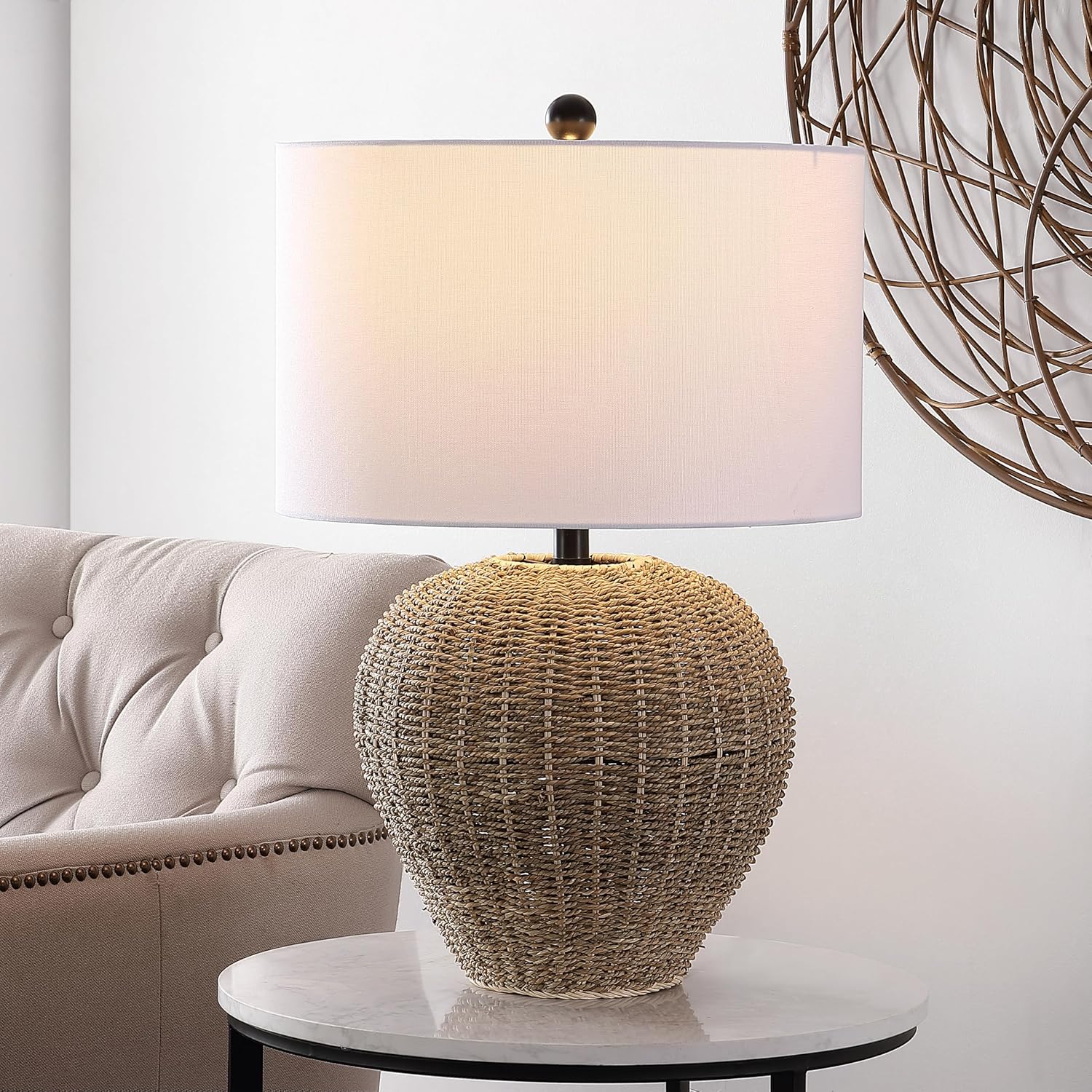 SAFAVIEH Lighting Collection Firth Rattan 26-inch Table Lamp (LED Bulb Included)