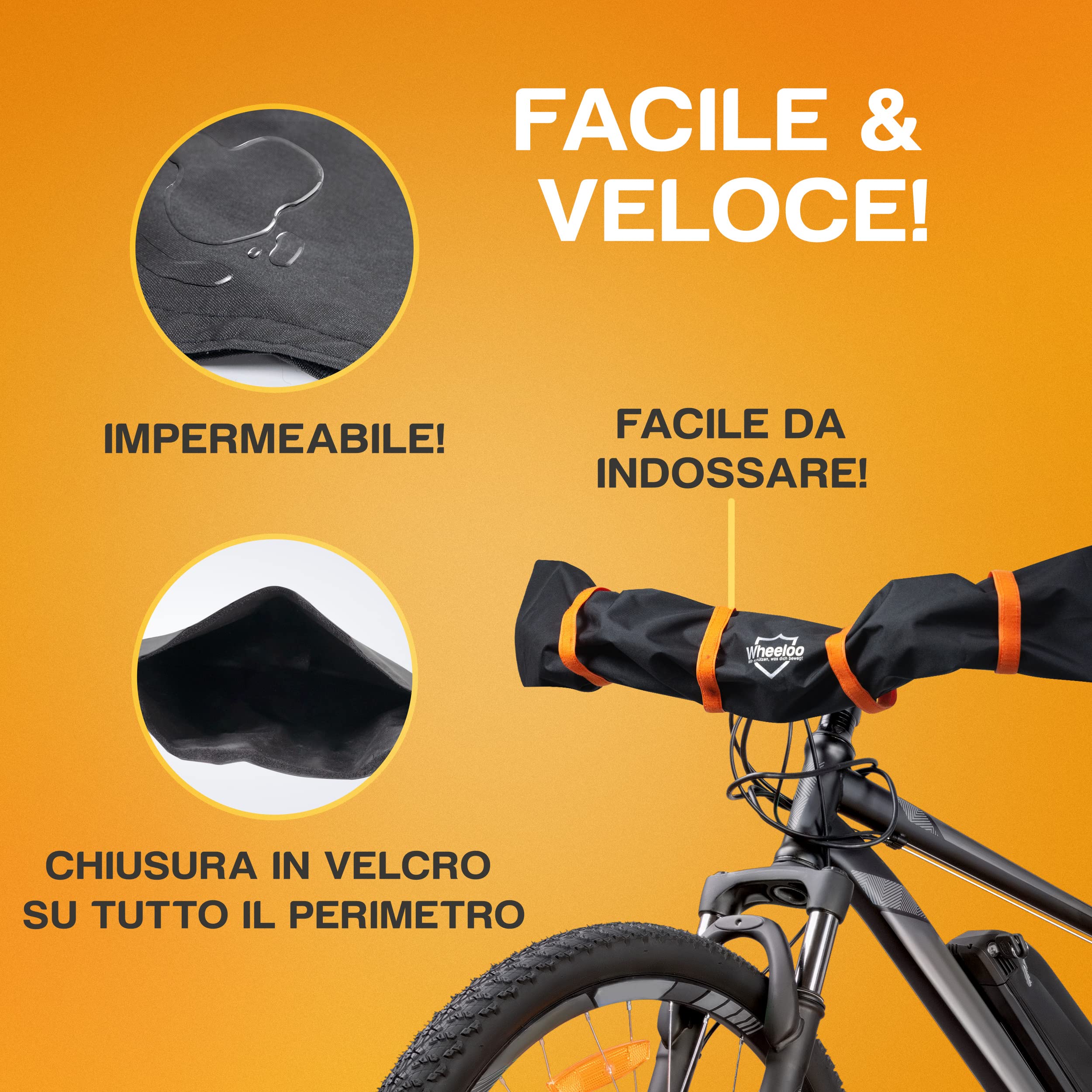 WHEELOO Coperchio di protezione del manubrio Protezione per il trasporto di Ebike I Impermeabile e robusto I Coperchio per bicicletta per il portapacchi posteriore