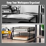 Mind Reader 2-Piece Stackable Metal Mesh Letter Tray, Desktop File Organizer, Document Holder, Magazine Storage, Black