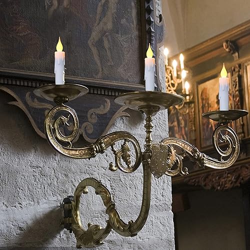 Miniatura 6 de LINCOUNTRY. Vela cónica corta blanca que funciona con pilas, sin llama, con temporizador, candelabros pequeños primitivos, llama parpadeante,