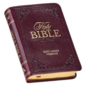 KJV Holy Bible, Mini Pocket Size, Faux Leather Red Letter Edition - Ribbon Marker, King James Version, Burgundy KJV Pocket Editions