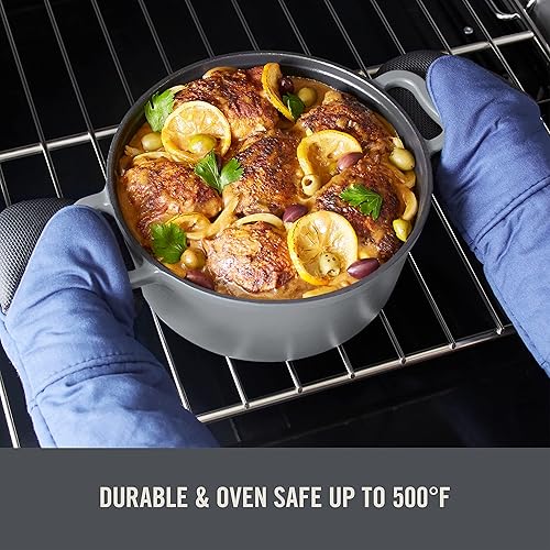 Miniatura 6 de DASH Zakarian by DASH - Horno holandés antiadherente de hierro fundido de 4.5 cuartos de galón, olla antiadherente de cerámica de titanio con tapa y