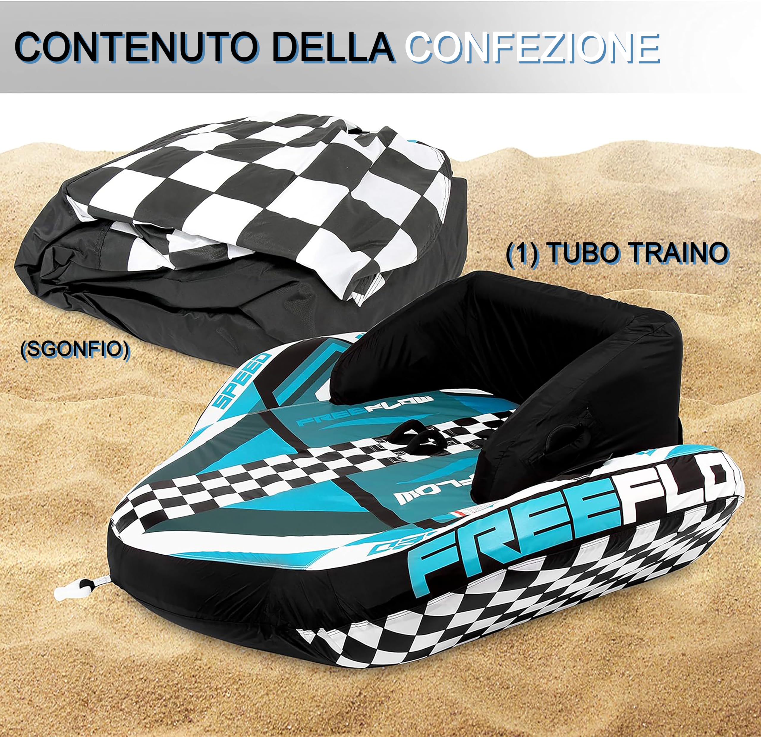 SereneLife Tubo Trainabile Gonfiabile per Sport Acquatici di Alta Resistenza, Galleggiante Piscina, PVC, Sedili in Schiuma, Maniglie
