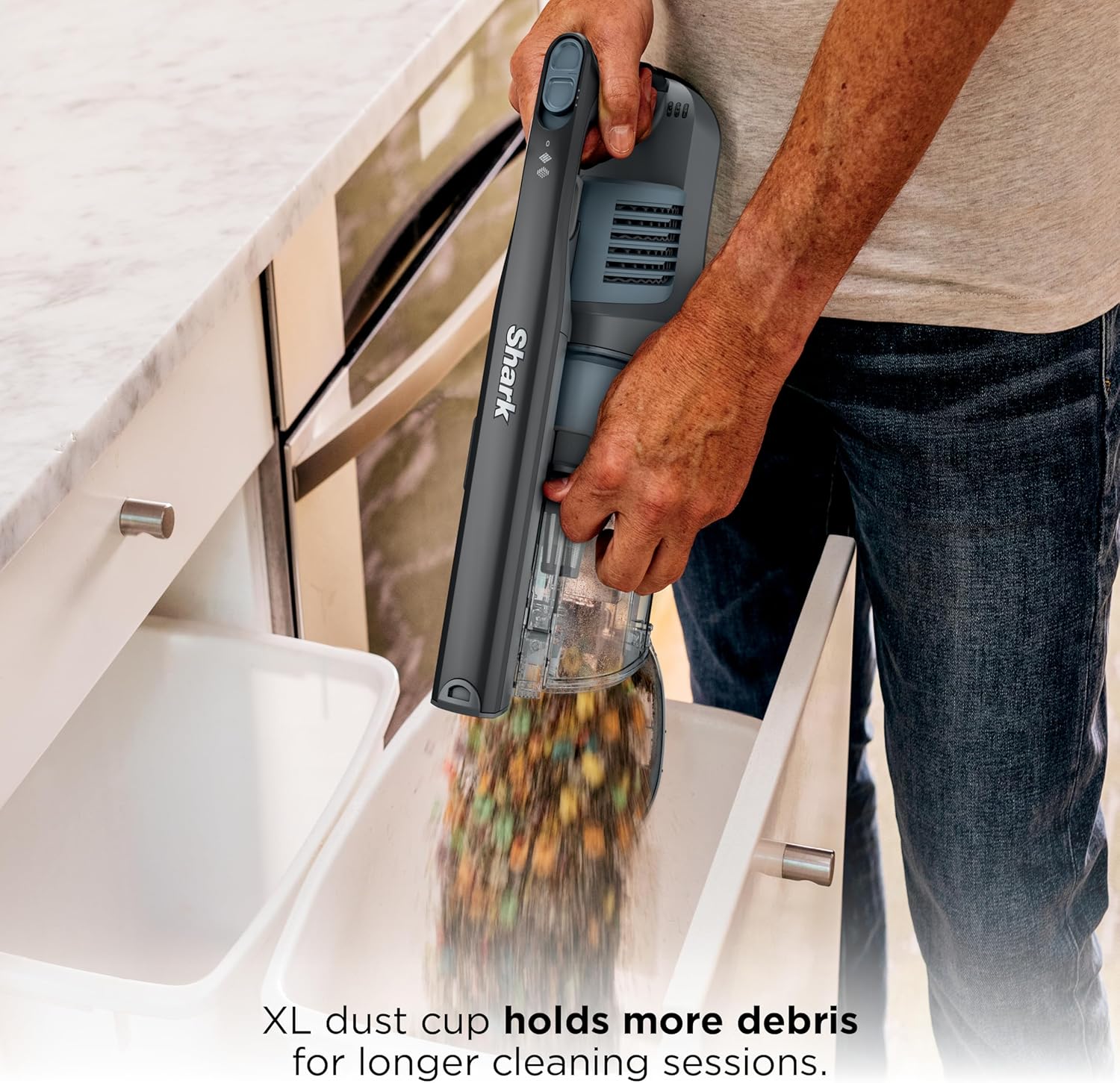 Shark Pet Cordless Stick Vacuum with XL Dust Cup, LED Headlights, Removable Handheld Vac, Crevice Tool, Portable Vacuum for Household Pet Hair, Carpet & Hard Floors, 40min Runtime, Ice Blue, IX141AMZ