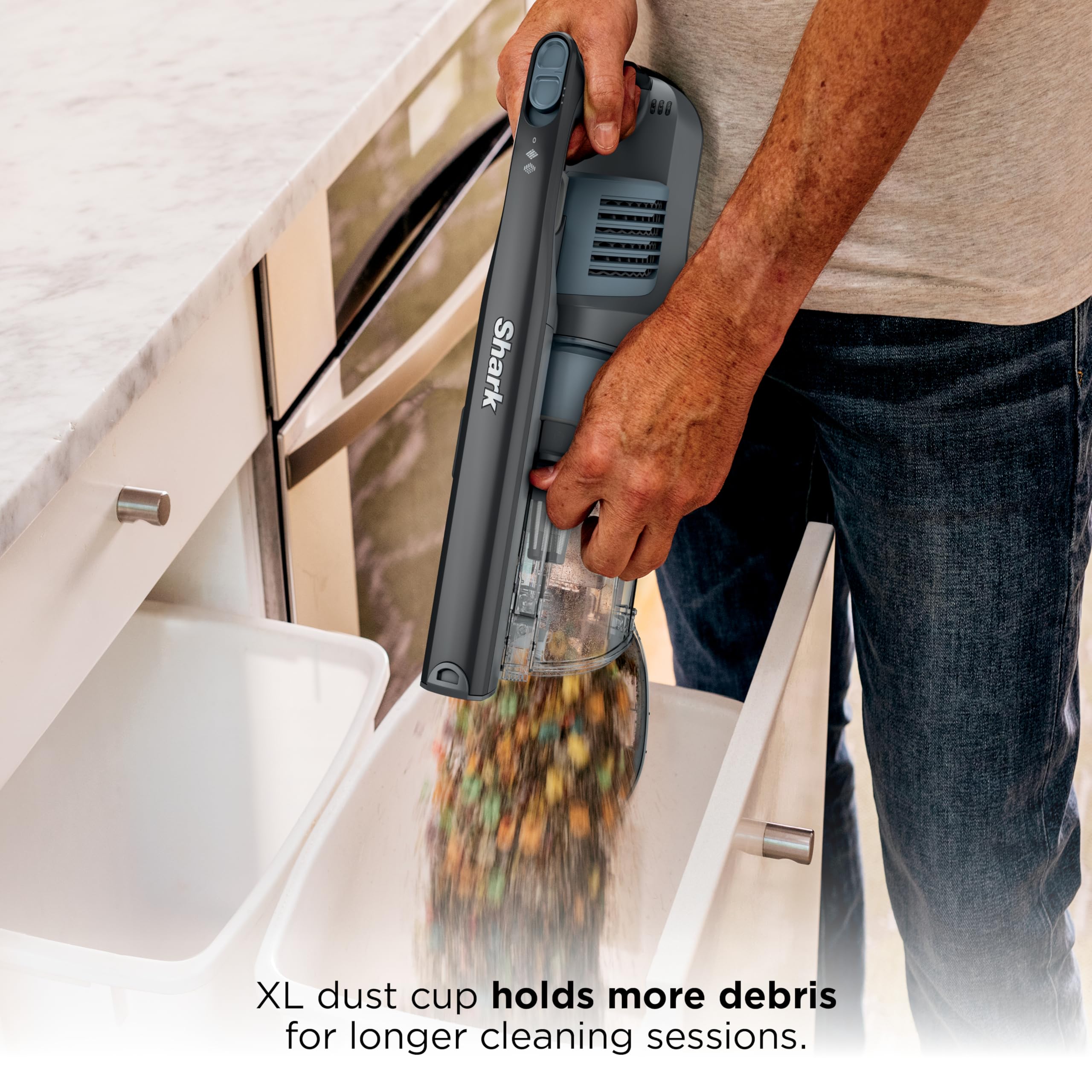 Shark | Pet Cordless Vacuum Cleaner | LED Headlights | Removable Handheld Vacuum for Pet Hair | Crevice Tool & Pet Multi-Tool Included | 40min Runtime | For Carpet & Hard Floors | Grey | IX141: Stick