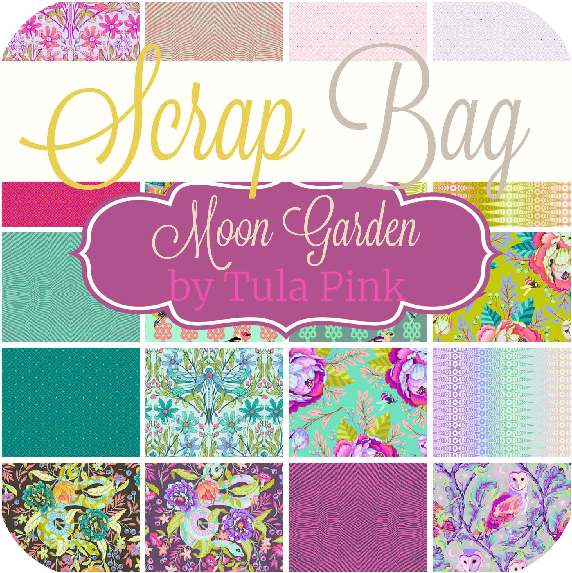 Free Spirit Moon Garden Scrap Bag (Approx 2 Yards) by Tula Pink for 2 Yards DIY Quilt Fabric