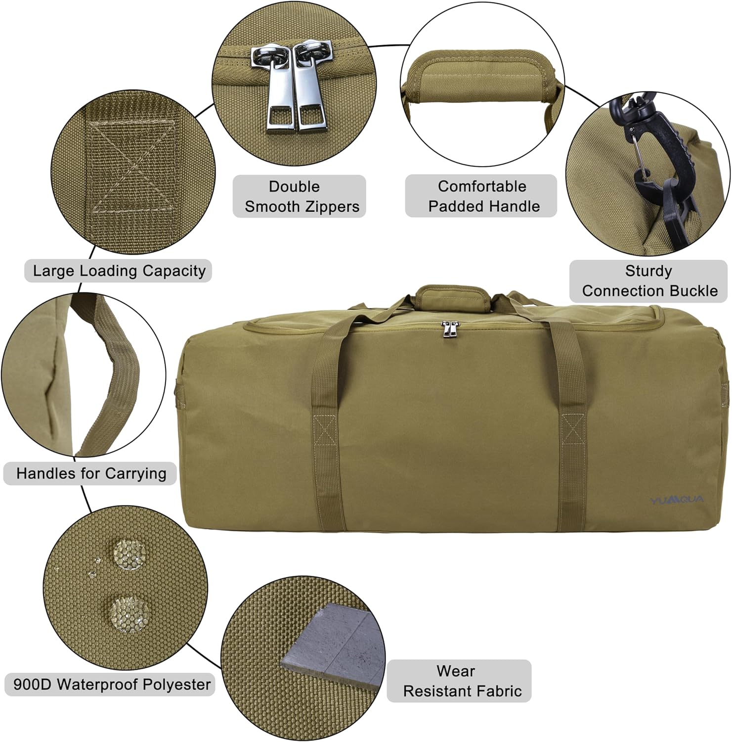 Large Duffle Bag for Travel, 100L Travel Duffel Bags for Men, 900D Polyester Water & Tear Resistant Extra Large Travel Bag Heavy Duty Moving Bags for Sport Camping Gear Holiday Decor Storage - Image 3