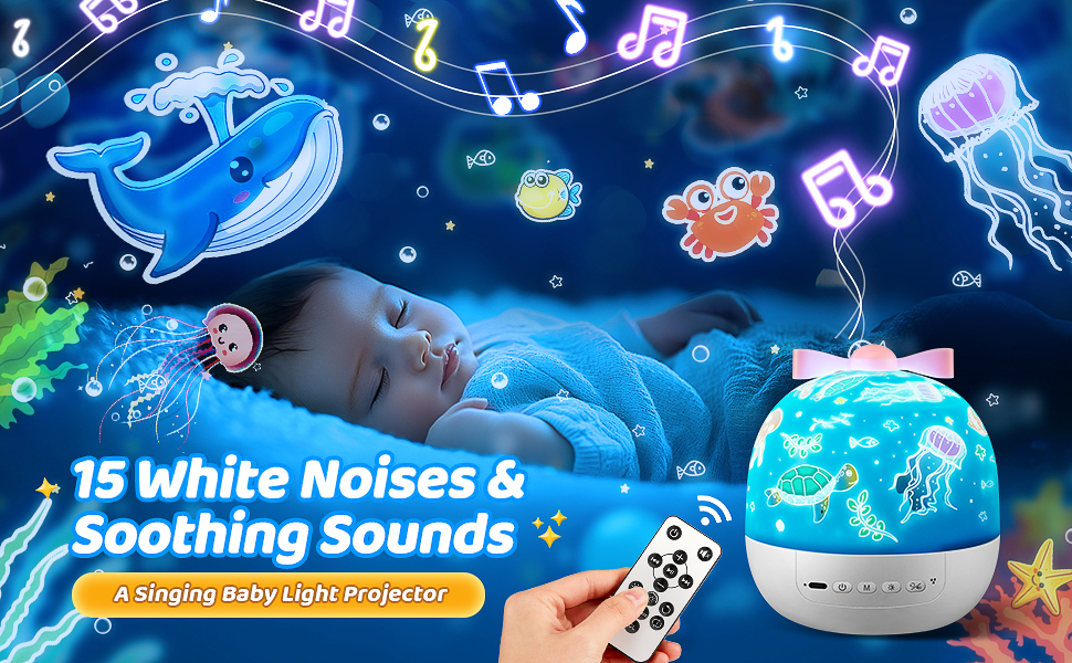 Image of PIKOY Star Projector for Kids Gifts, 15 Films+15 Soothing Sounds Machine Baby Night Light Projector, Remote 360 Rotation Fruit Ocean Star Lights for Ceiling Decor, Kawaii Birthday Gifts Girls Toys