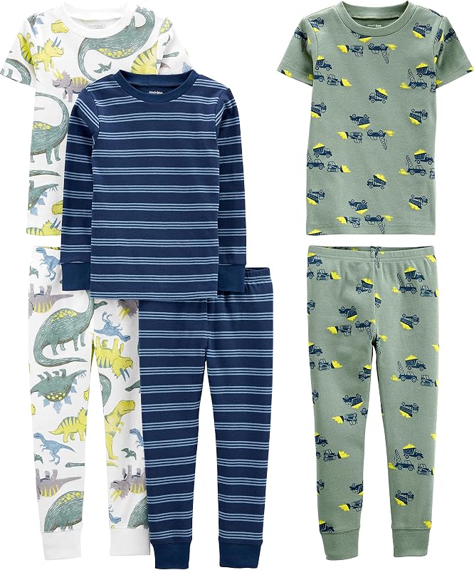 Girls 6-piece Snug Fit Cotton Pajama Set