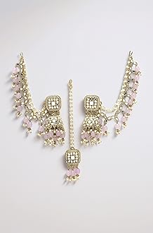 Traditional Stylish Gold Plated Polki & Pearl Bahubali Jhumki Jhumka Earrings Jewellery For Girls And Women