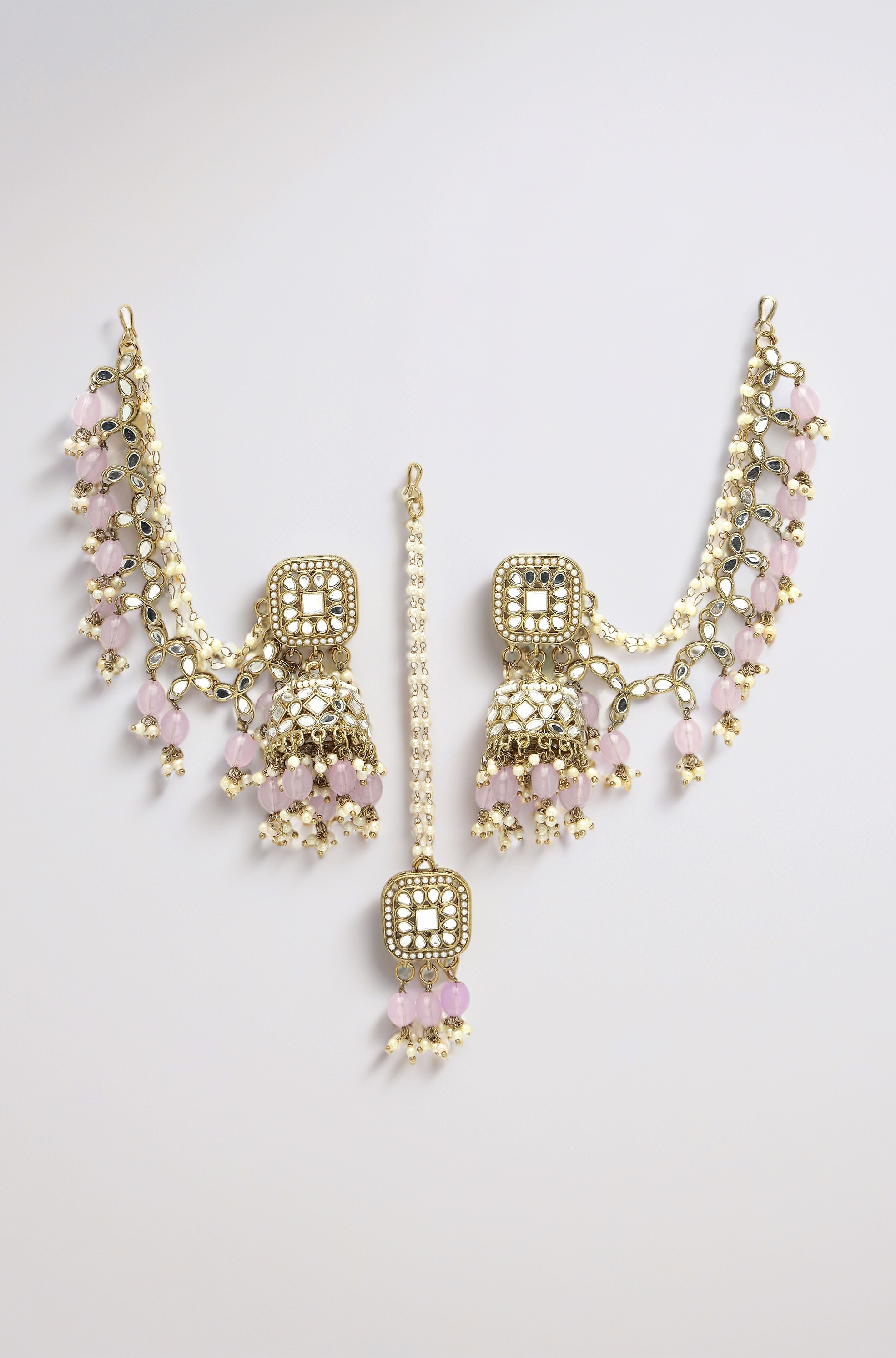 Traditional Stylish Gold Plated Polki & Pearl Bahubali Jhumki Jhumka Earrings Jewellery For Girls And Women