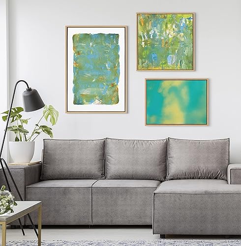 Miniatura 3 de Kate and Laurel Mentoring Positives, lienzo enmarcado de mango de Sylvie para pared, 22 x 22 pulgadas, natural, arte abstracto decorativo para pared