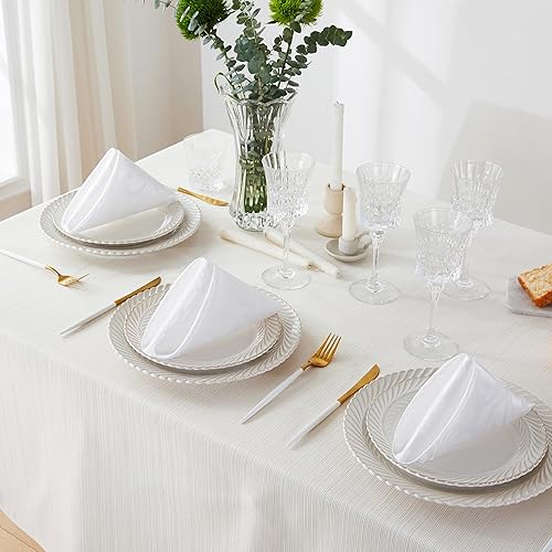 Miniatura 4 de HommxJF Servilletas de satén jacquard de damasco con diseño de ondas, de 17 x 17 pulgadas, resistentes al agua y a prueba de derrames, para