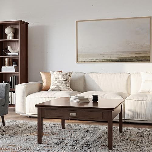 Miniatura 2 de SIMPLIHOME Mesa auxiliar cuadrada artesanal, 36 pulgadas, marrón rojizo