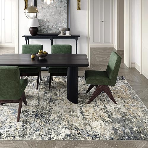 Miniatura 57 de Alfombras de área de 5 x 7 pies para sala de estar, antideslizante, lavable, resistente a las manchas, alfombra abstracta moderna de gran área