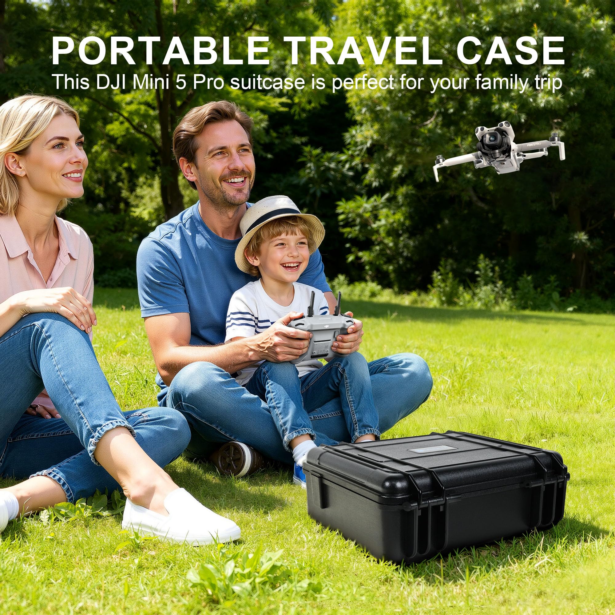 LEKUFEE Valigia Rigida Impermeabile per DJI Mini 5 Pro Drone,Combo Fly More,DJI RC 2/RC N3,6 batterie,Hub di ricarica a due vie(solo custodia)