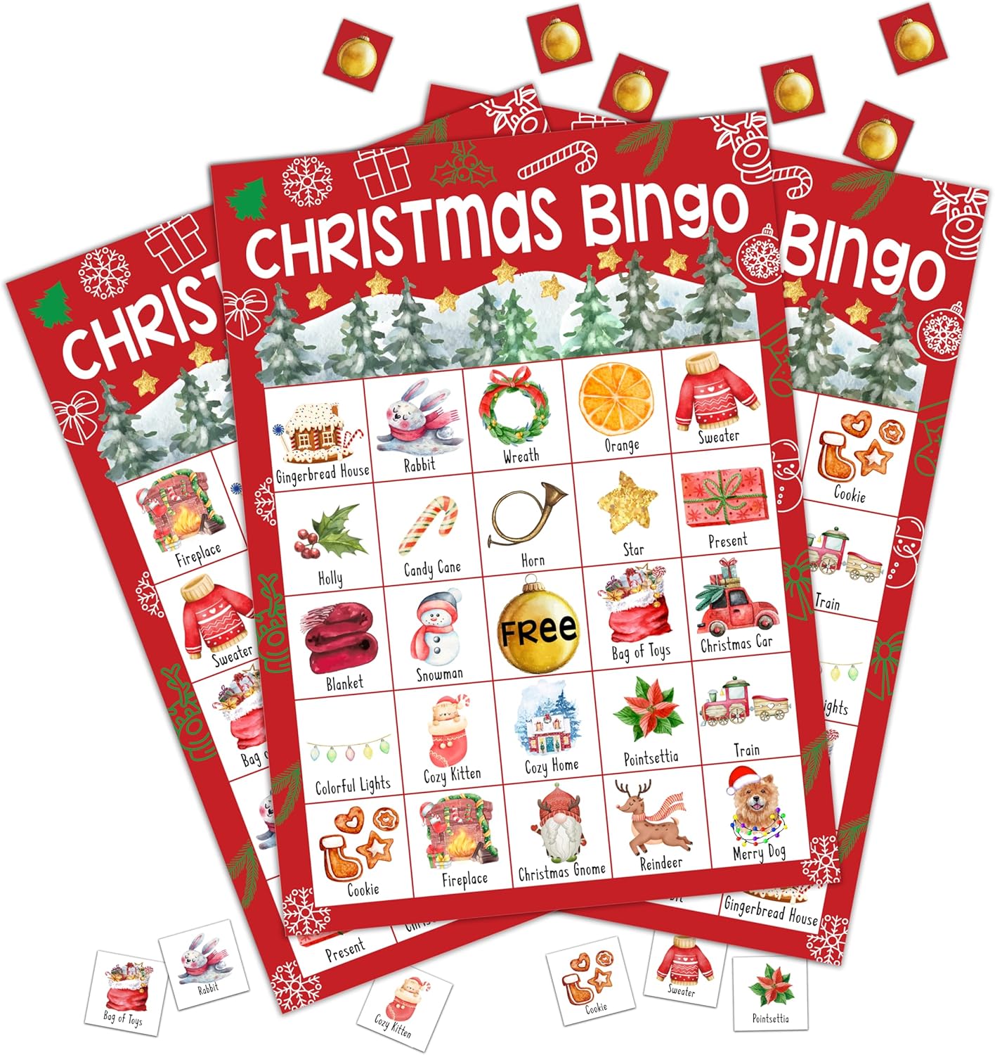 DOQPO Christmas Bingo Games, Christmas Bingo Cards