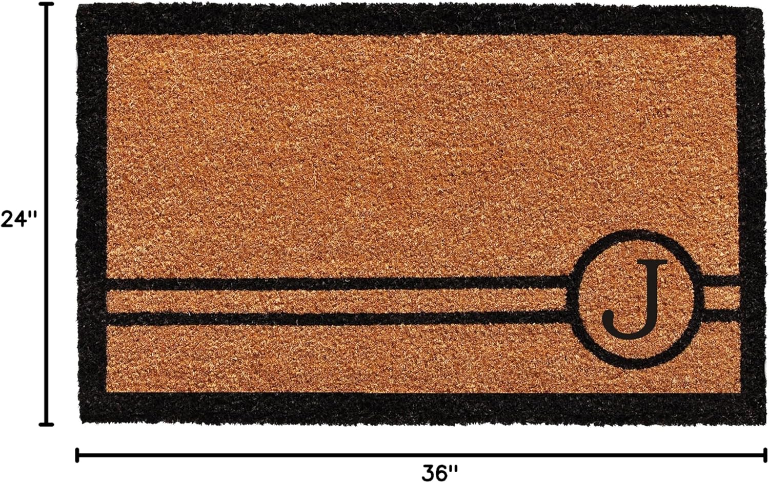 Calloway Mills 153072436J Chelsea Monogram Doormat 2' x 3', Natural, Black